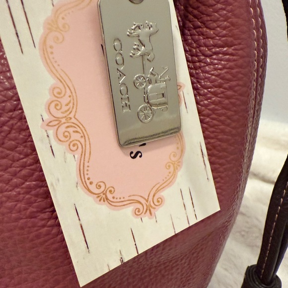 Coach Andy Horse & Carriage Raspberry Wine Pebbled Pink Leather Tote Bag EUC - Picture 6 of 11